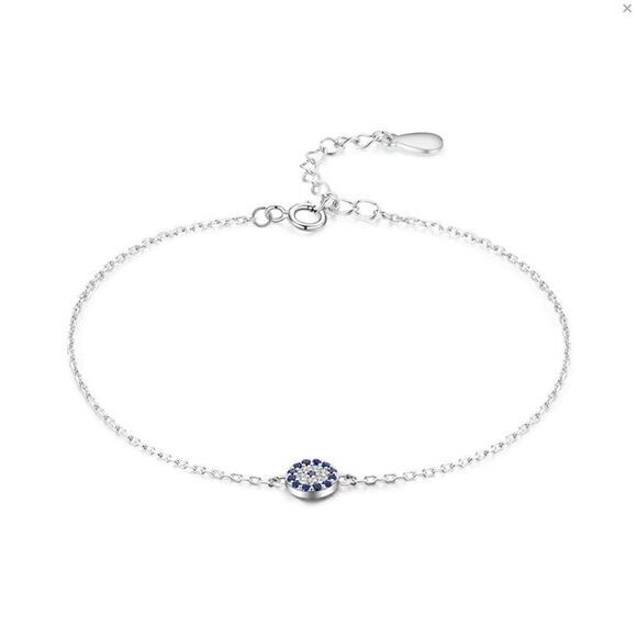 Silver Evil Eye Blue Zircon Crystal Bracelet - Picture 7 of 7